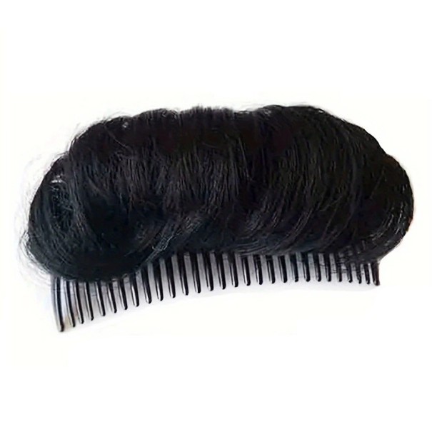 Postiço sintético para volume de cabelo com presilha de pente, cabelo sintético para um aspeto natural, estilização de penteado e levantamento de cabelo preto