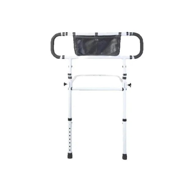 Postranní zábrana k posteli pro seniory s nastavitelnou rukojetí výška 74–93 cm šířka 73–103 cm hmotnost 4,6 kg bílá s úložnou kapsou 1