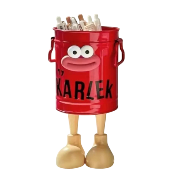 Pot à stylos 9x8 cm avec motifs de dessins animés Organiseur de bureau simple Boîte de rangement pour ustensiles d’écriture pour le bureau à domicile et au bureau rouge