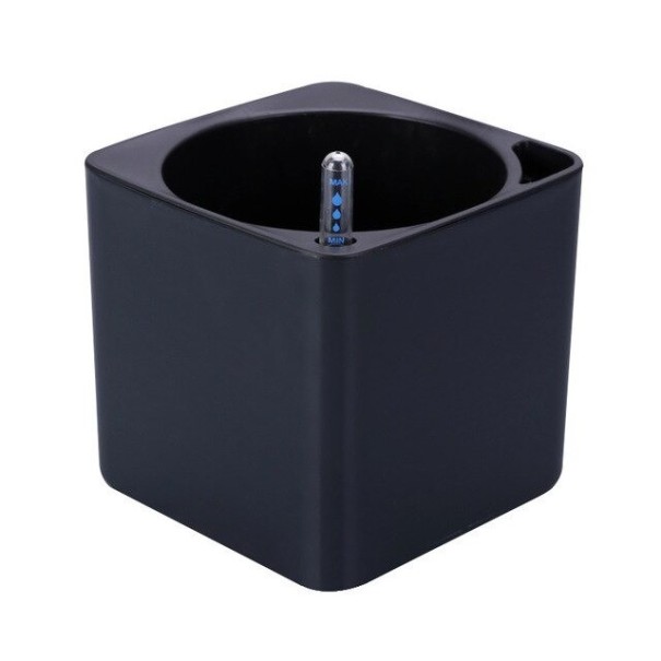 Pot de fleurs auto-arrosant carré noir M