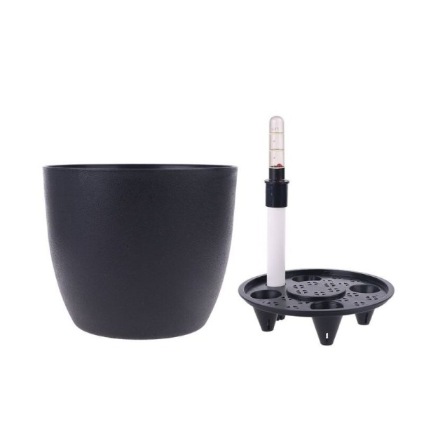 Pot de fleurs auto-arrosant noir