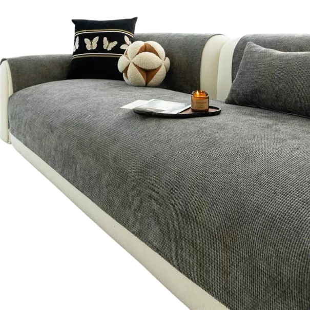 Potah na pohovku Protiskluzový 90 x 90 cm Žakárový jednobarevný minimalistický Pratelný v pračce Pro všechna roční období na sedačku i gauč tmavě šedá