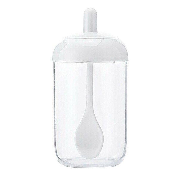 Pote de especiarias com colher branco