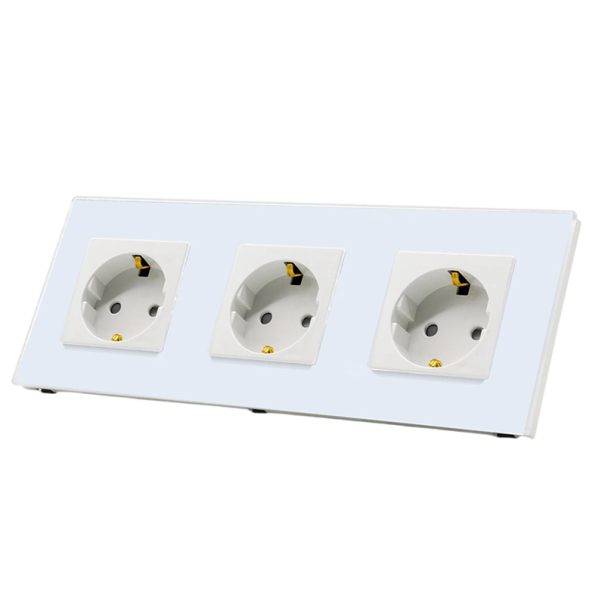 Potrójne gniazdo elektryczne typu F 250 V, białe, adapter do gniazda domowego, listwa przeciwprzepięciowa i uziemiająca 1