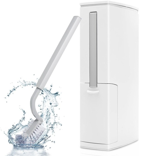 Poubelle avec brosse de toilettes blanc