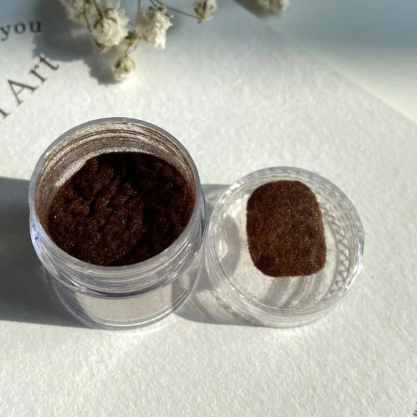 Poudre veloutée pour les ongles pour manucure, poudre fine pour un effet mat et velouté sur les ongles marron foncé