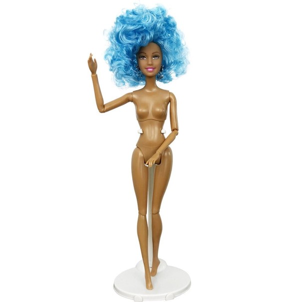 Poupée avec des cheveux colorés 31 cm bleu