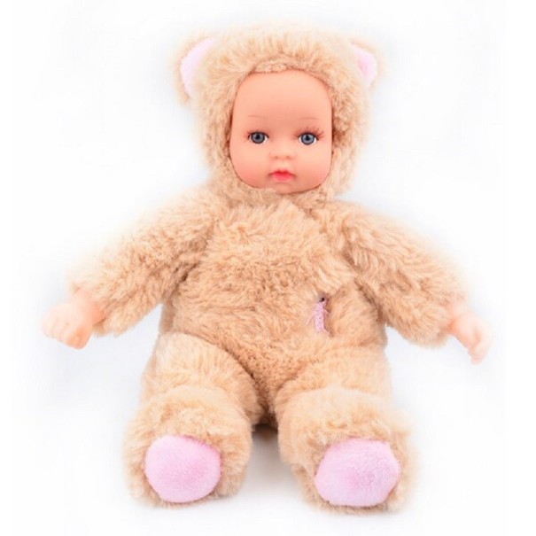 Poupée en costume d'ours beige