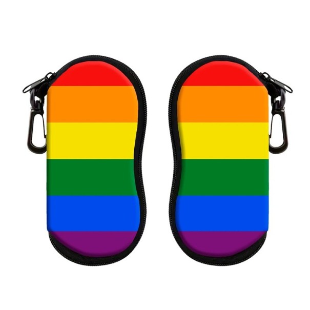 Pouzdro na brýle 17,9 x 8,5 cm Duhový motiv Zip s karabinou Ochranné pouzdro na sluneční i dioptrické brýle 1