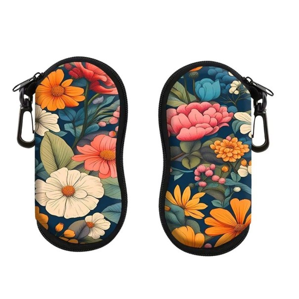 Pouzdro na brýle 17,9 x 8,5 cm s motivem vlčího máku Zip s karabinou Ochrana a stylové uložení na cesty i domů vícebarevná