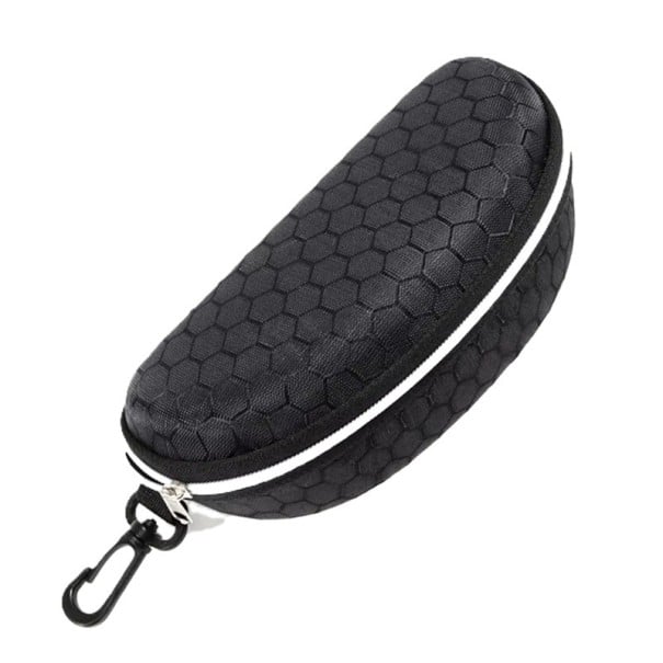 Pouzdro na brýle Tvrdý box na zip 17 x 9 cm Voštinový vzor S karabinou na zavěšení Na sluneční i dioptrické brýle Cestovní ochranný obal černá