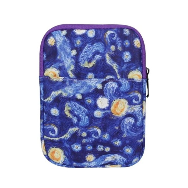 Pouzdro na čtečku elektronických knih se zipem 15 x 21 cm polyester polstrované modro-fialové s potiskem hvězd do batohu i tašky 1