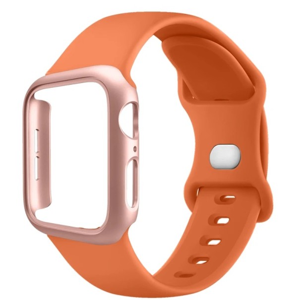 Pouzdro na hodinky + silikónový remienok pre Apple Watch 41 mm Super ochranný set pevné puzdro a mäkký pásik kompatibilný s viacerými modelmi Orange
