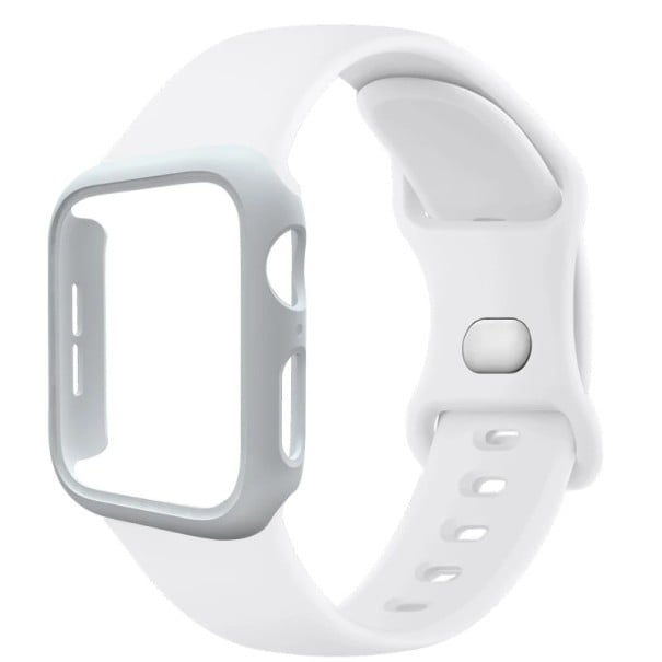 Pouzdro na hodinky + silikonový řemínek pro Apple Watch 42 mm Super ochranný set pevné pouzdro a měkký pásek kompatibilní s více modely bílá