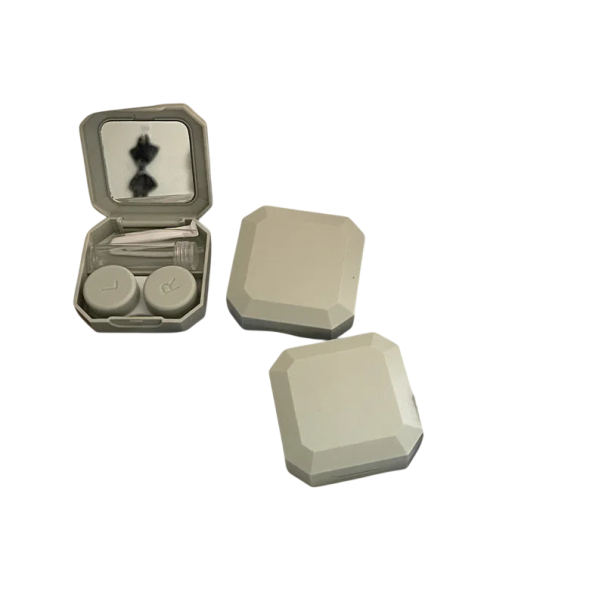 Pouzdro na kontaktní čočky se zrcátkem a příslušenstvím velikost 5,9 x 5,9 x 2 cm plastové barevné pouzdro pro cestování zelená