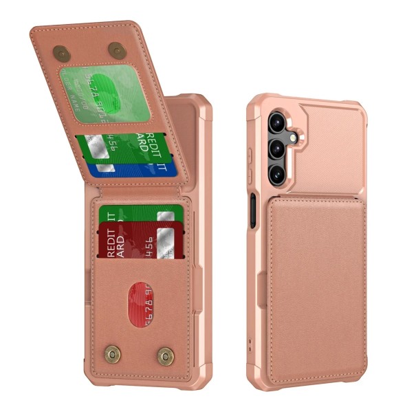 Pouzdro na Samsung Galaxy S26+ S vyklápěcím držákem na kreditní karty Umělá kůže Peněženkové pouzdro Obal na mobil s kapsou na karty rose gold