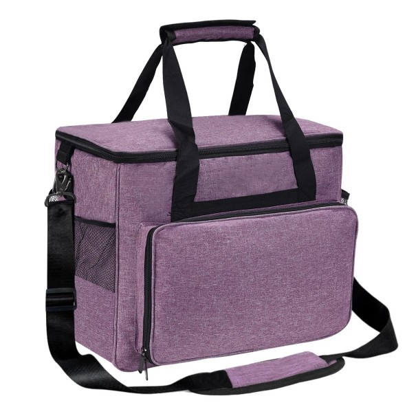 Pouzdro na šicí stroj velké 45 x 37 x 26 cm cestovní taška s kapsami a popruhem pro šicí příslušenství a přenášení fialová