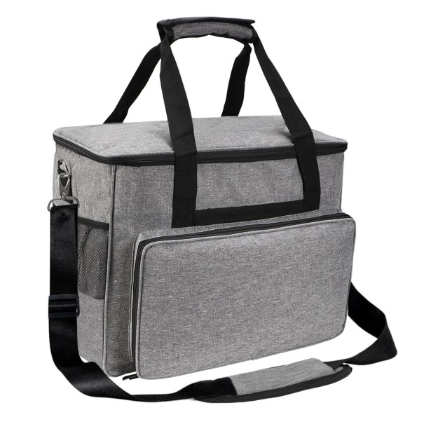 Pouzdro na šicí stroj velké 45 x 37 x 26 cm cestovní taška s kapsami a popruhem pro šicí příslušenství a přenášení šedá