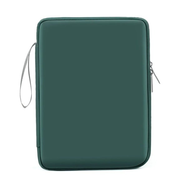 Pouzdro na tablet se zipem 28 x 21 x 2 cm semišový materiál vnitřní kapsy na kabely a příslušenství na cesty do batohu i tašky zelená