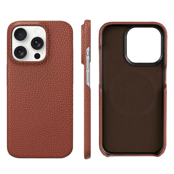 Pouzdro pro iPhone 17 Pro Max Magnetický chránič Hovězí kůže Luxusní ochranný kryt s pevným magnetem pro náročné uživatele hnědá