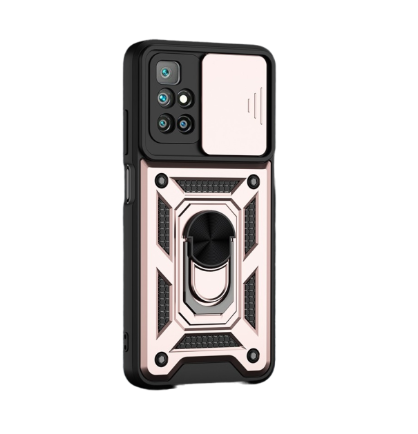 Pouzdro s magnetem a ochranou fotoaparátu Xiaomi Redmi Note 11T růžově zlatá