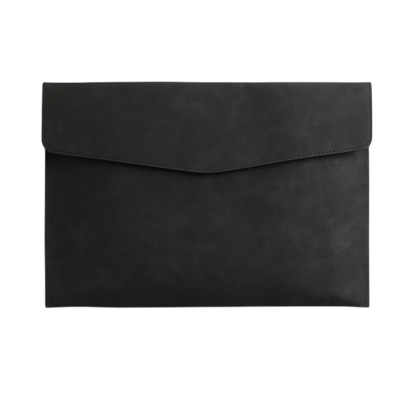 Pouzdro ve tvaru obálky na dokumenty formátu A4 33 x 23,5 cm z umělé kůže s klopou na školní pomůcky sešity i papíry do batohu černá