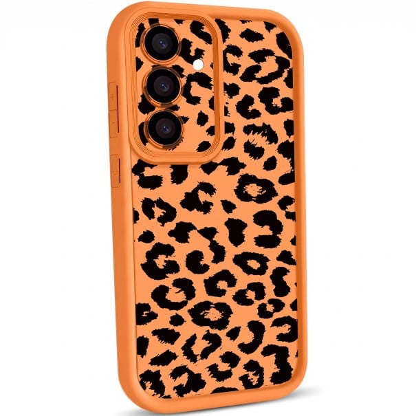 Pouzdro ze silikonu na Samsung Galaxy A57 s leopardím vzorem Odolné a ohebné Stupňovitý lem fotoaparátu Chráněná tlačítka Na každý den oranžová