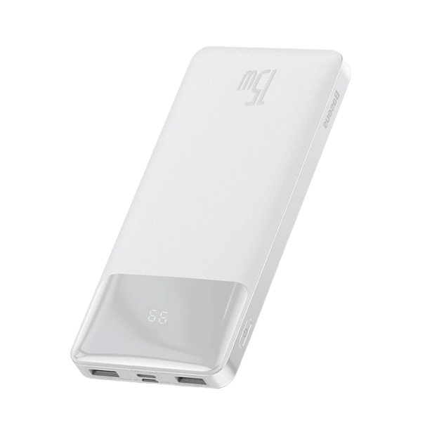 Power bank Micro USB-vel és USB-C-vel 10000 mAh 15 W fehér