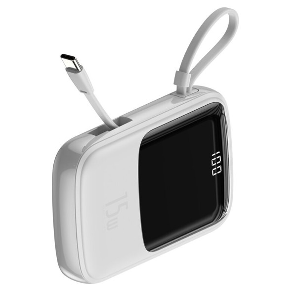 Powerbank 10000 mAh med kabel A1501 hvid