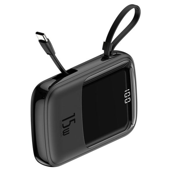 Powerbank 10000 mAh med kabel A1501 svart