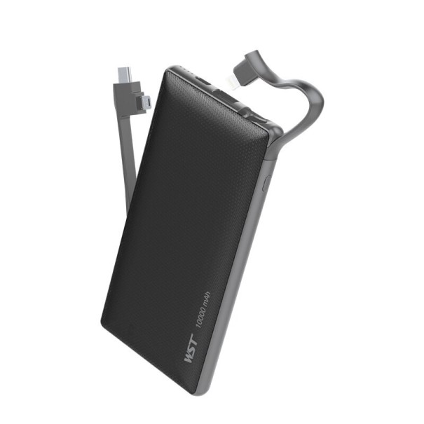 PowerBank 10000 mAh s káblom čierna