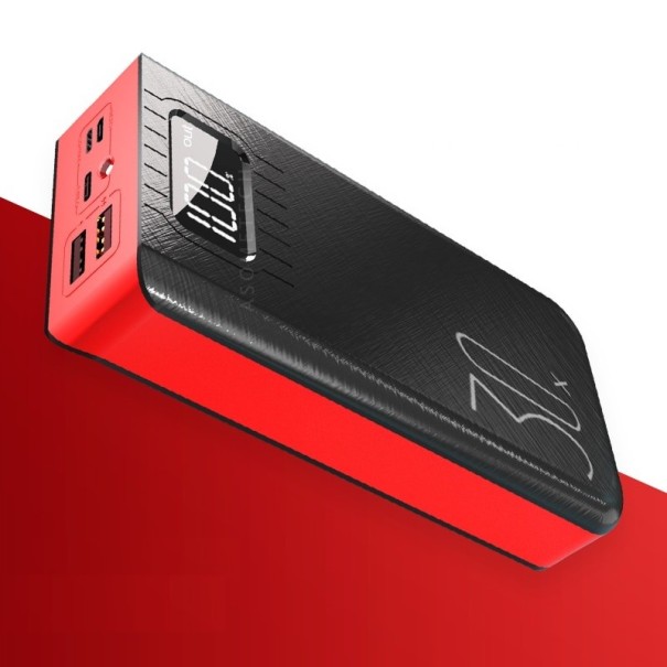 Powerbank com ecrã LED 30 000 mAh vermelho