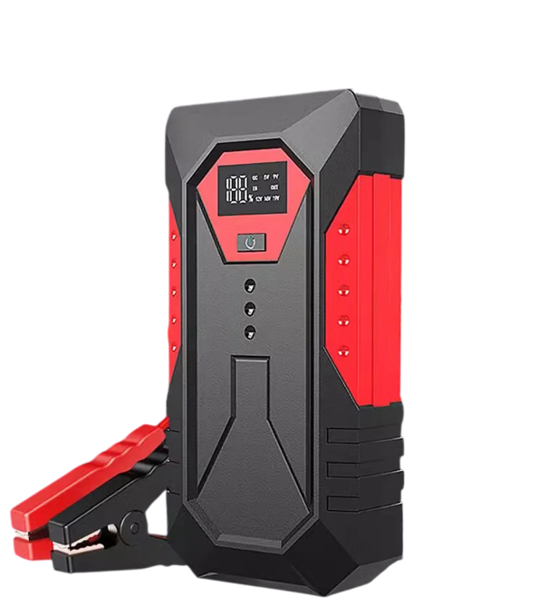 Powerbank de arranque 2000A 18800 mAh 12V para automóvel com ecrã LED, carregamento Type-C e saídas USB para motores a gasolina e diesel vermelho
