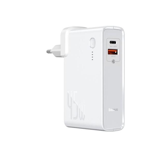 Powerbank GaN con ricarica da rete 10000 mAh bianco