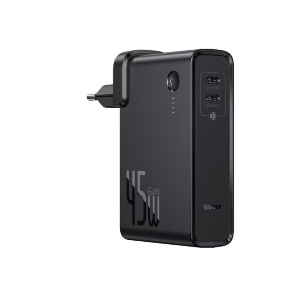 Powerbank GaN με φόρτιση από το δίκτυο dual USB-C 10000 mAh μαύρο