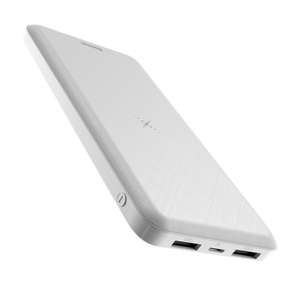 Powerbank med trådløs opladning 10.000 mAh hvid