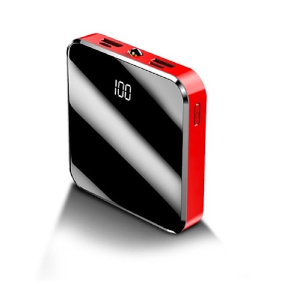 Powerbank met spiegeldisplay 20000 mAh rood