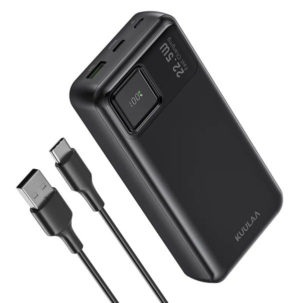 Powerbanka s digitálním displejem 20000 mAh 22,5 W rychlé nabíjení Konektor USB-C Černá Přenosná externí baterie na cesty pro mobil 1