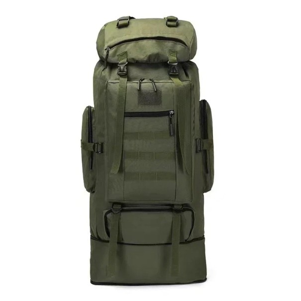 Praktický turistický batoh 100 l Rozměry po roztažení 40 x 30 x 90 cm Oxford 600D s polyesterem Popruhy MOLLE Na expedice a cestování zelená