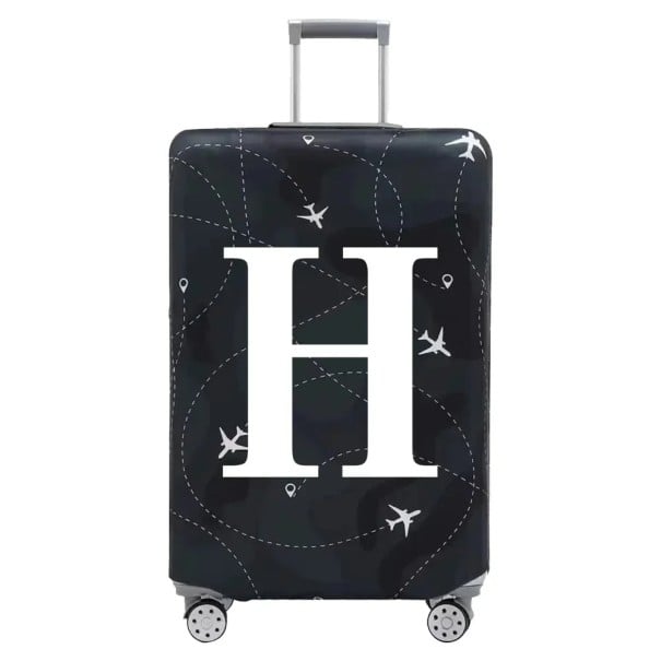 Praktischer Schutzüberzug für Reisekoffer mit Buchstabenmotiv 65–71 cm dehnbare Stoff schwarze elastische Hülle für Gepäck H