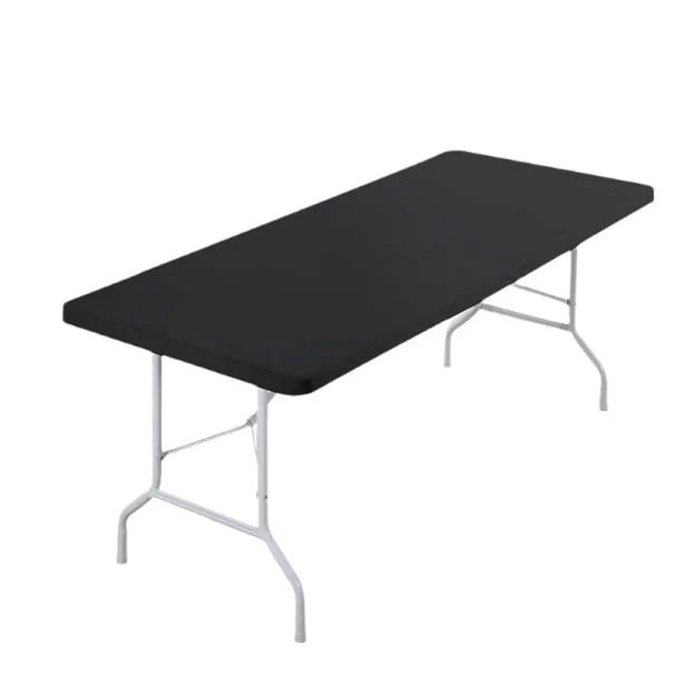 Pralny obdélníkový elastyczny składany obrus 120 x 60 cm Dopasowany pokrowiec na stůl pro venkovní párty kempování catering czarny