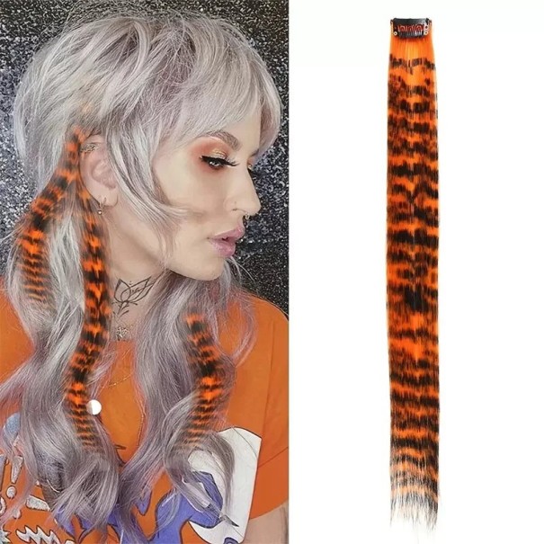 Pramínek de cheveux clip in avec motif 45 cm cheveux synthétiques 6 g pour un rehaussement coloré de la coiffure et un ajustement rapide du look orange
