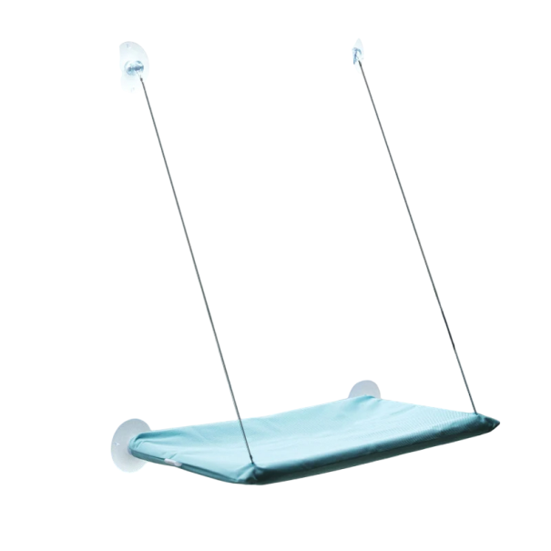 Prateleira suspensa cama hamaca com ventosas para animais de estimação Dimensões 35 x 55 cm e fio com 67 cm de comprimento azul