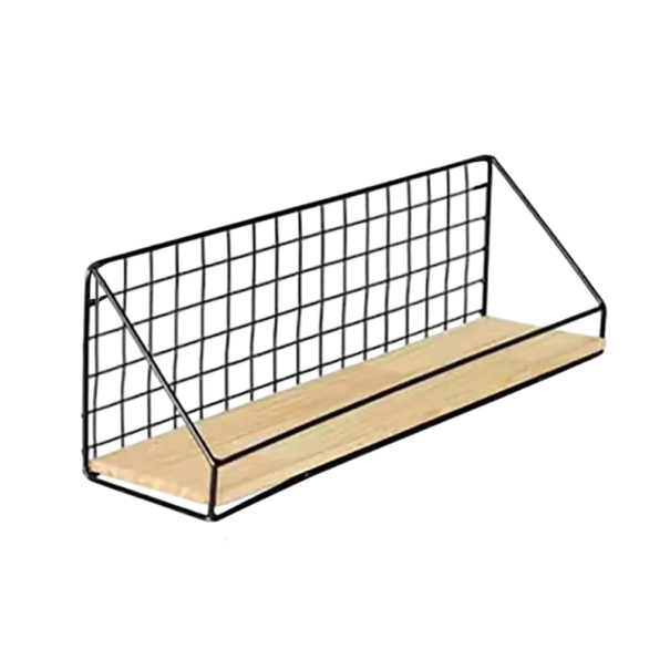 Prateleira suspensa com estrutura metálica e prateleira de madeira 35 x 10,5 x 15 cm Tamanho L Prateleira de parede estilosa decoração Loft para sala 1