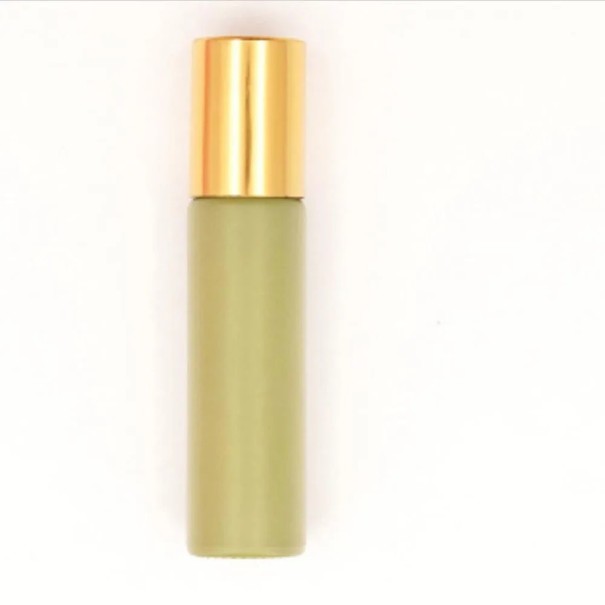 Prázdný roll-on flakon 10 ml 6,4 × 2 cm skleněná lahvička s ocelovým rollerem pro aplikaci parfému oleje nebo kosmetiky světle zelená
