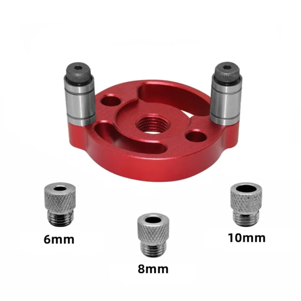 Precise Drill Guide for Drilling Holes 6 8 10 mm Aluminium Jig for Dowels Drill Stop Drill Template for Woodworking red