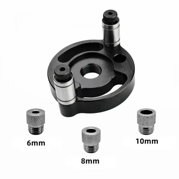 Precisionshålsborrningsguide 6 8 10 mm Aluminiumjigg för pluggförband Borrstopp Borrmall för träbearbetning svart