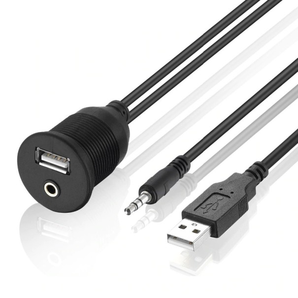 Predlžovací kábel USB 2.0 / 3,5 mm jack do auta 2 m
