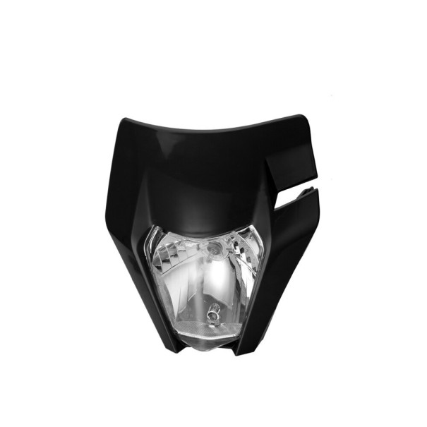 Predná maska so svetlom na motocykel čierna