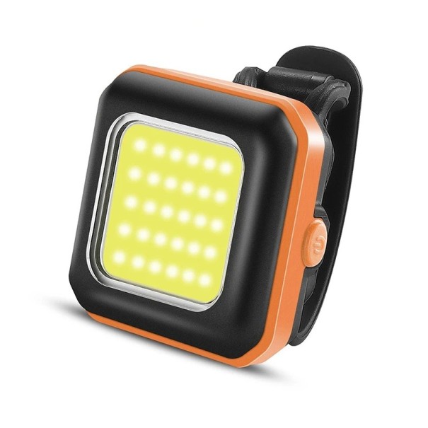 Predné svetlo na bicykel 4 x 4 x 1,8 cm COB LED 130 lm USB-C dobíjací IPX45 Vodeodolné cyklistické svietidlo 3 režimy Dlhá výdrž 250mAh batéria oranžová